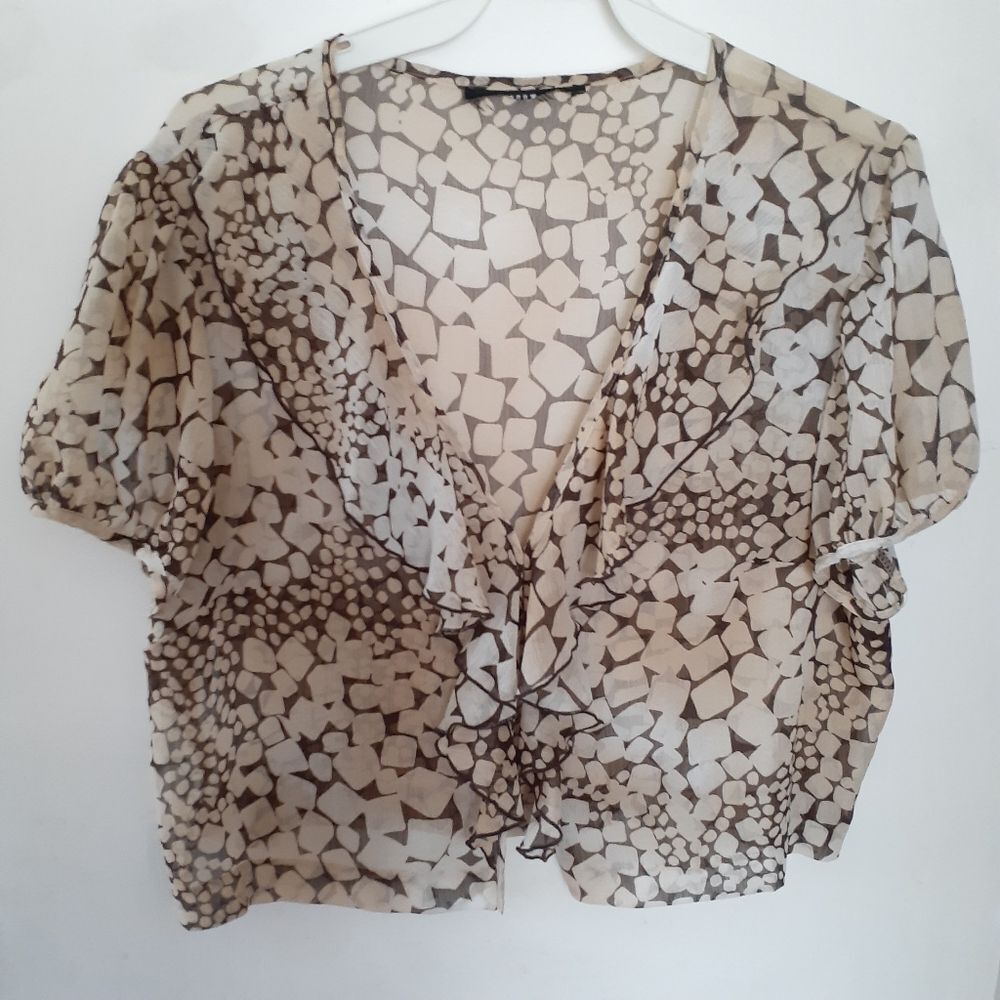 brown crop top blouse shirt sheer whimsigoth soft girl  tags missing fits m to l